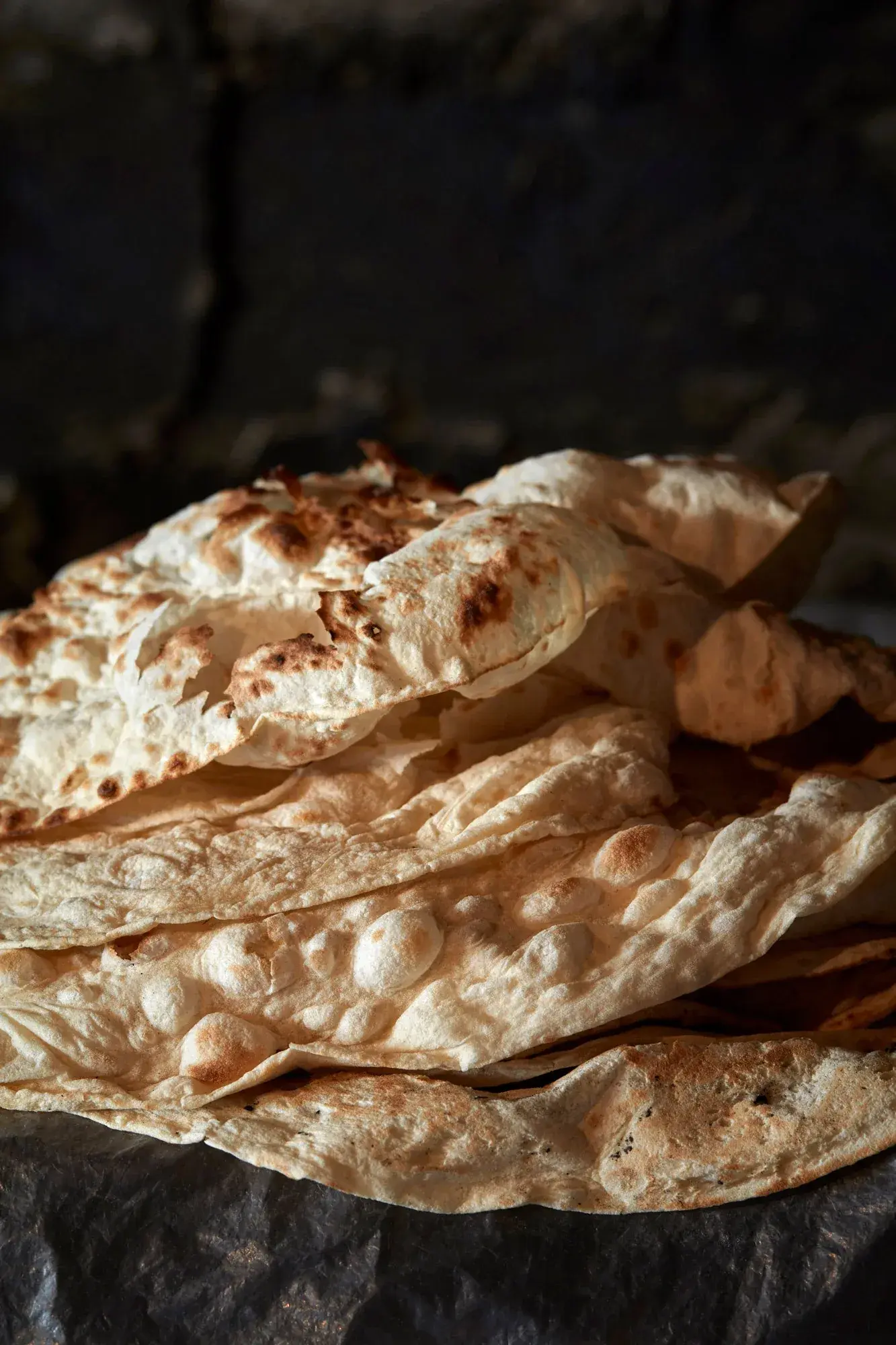 A fresh stack of lavash, straight off bake day