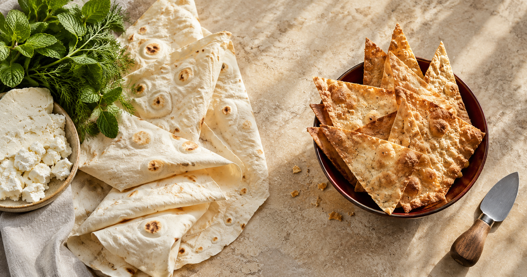 Crispy Lavash Chips, Three Ways