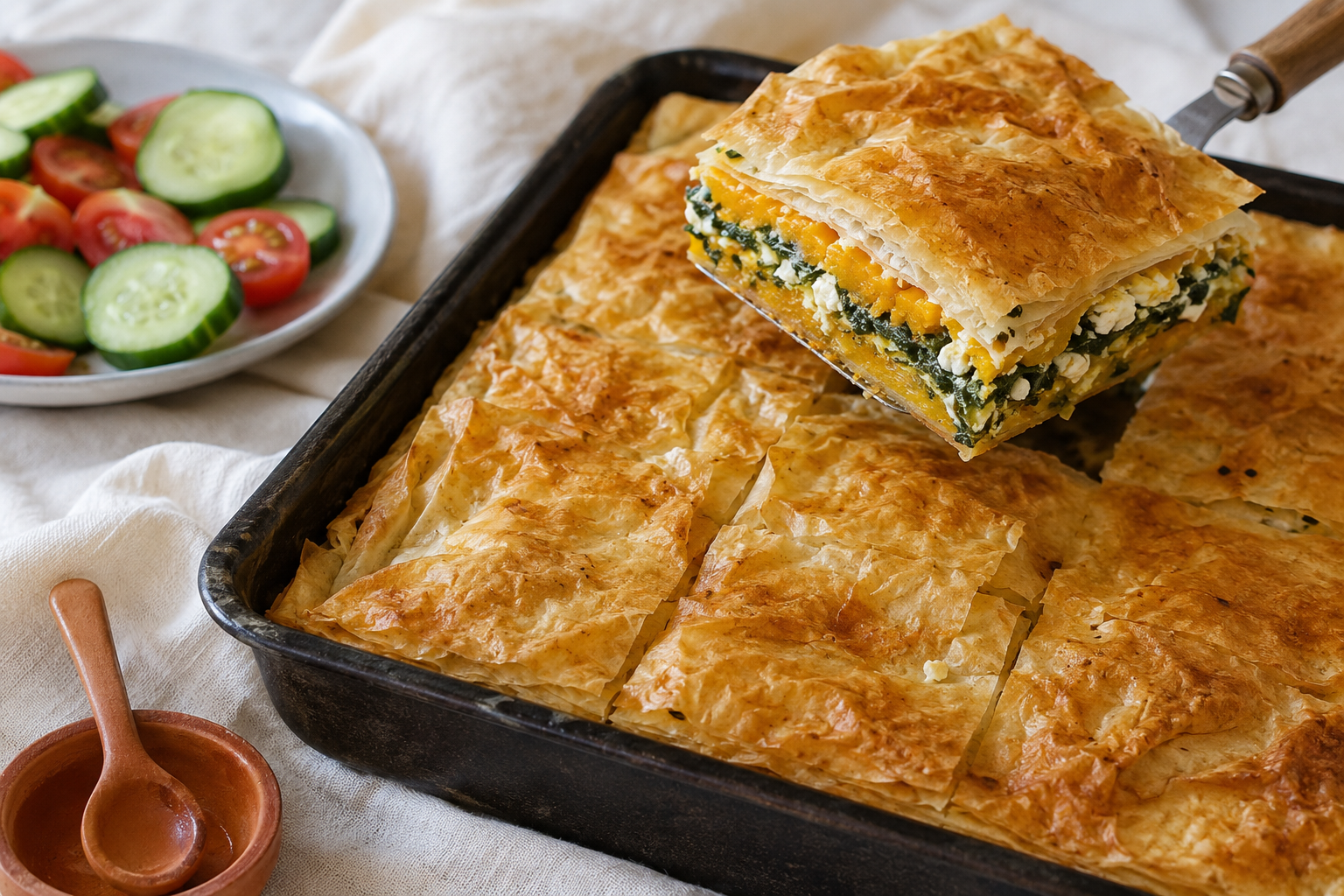 Pumpkin, Spinach and Feta Lavash Pie